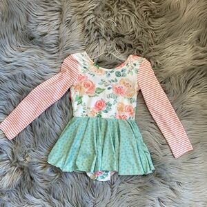 Cheeky Plum Floral and Striped Leotard